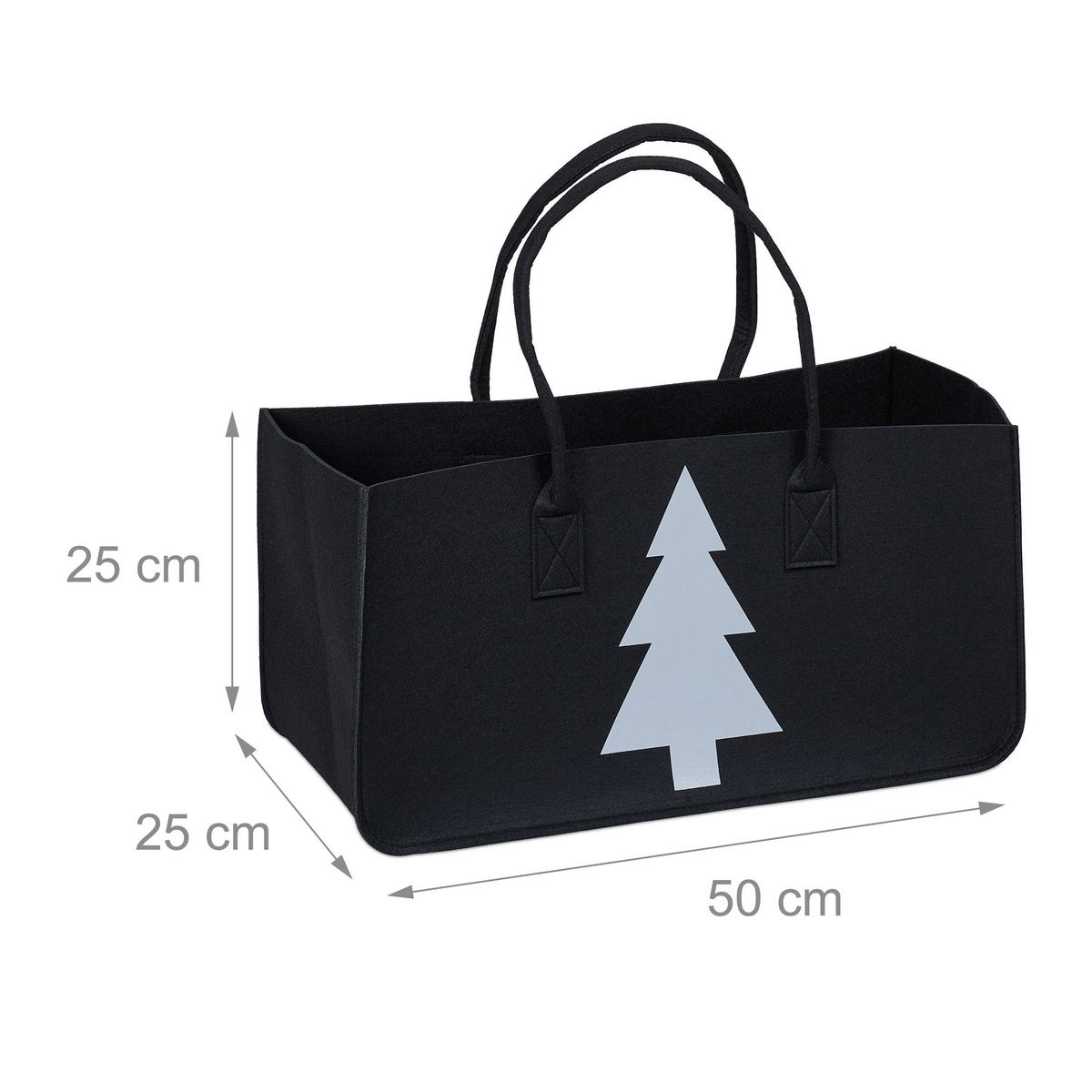 KAMINHOLZTASCHE - Schwarz, Textil (50/25/25cm) - Relaxdays