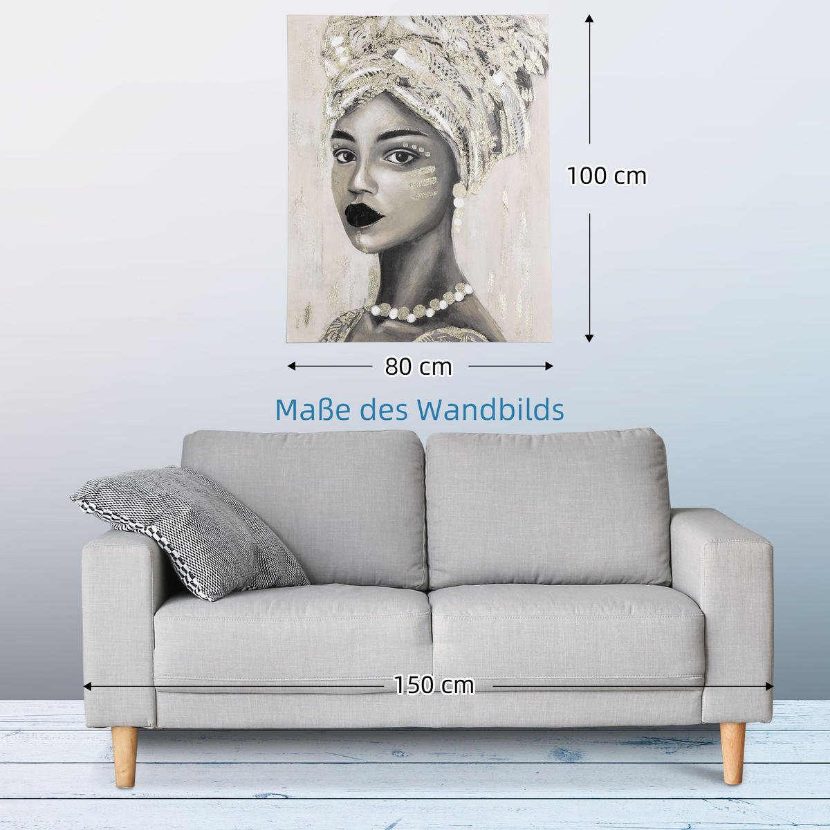 WANDBILDER, Segeltuch, Holz, Gold+Grau - Multicolor, Kunststoff (80/2.8cm) - HOMCOM