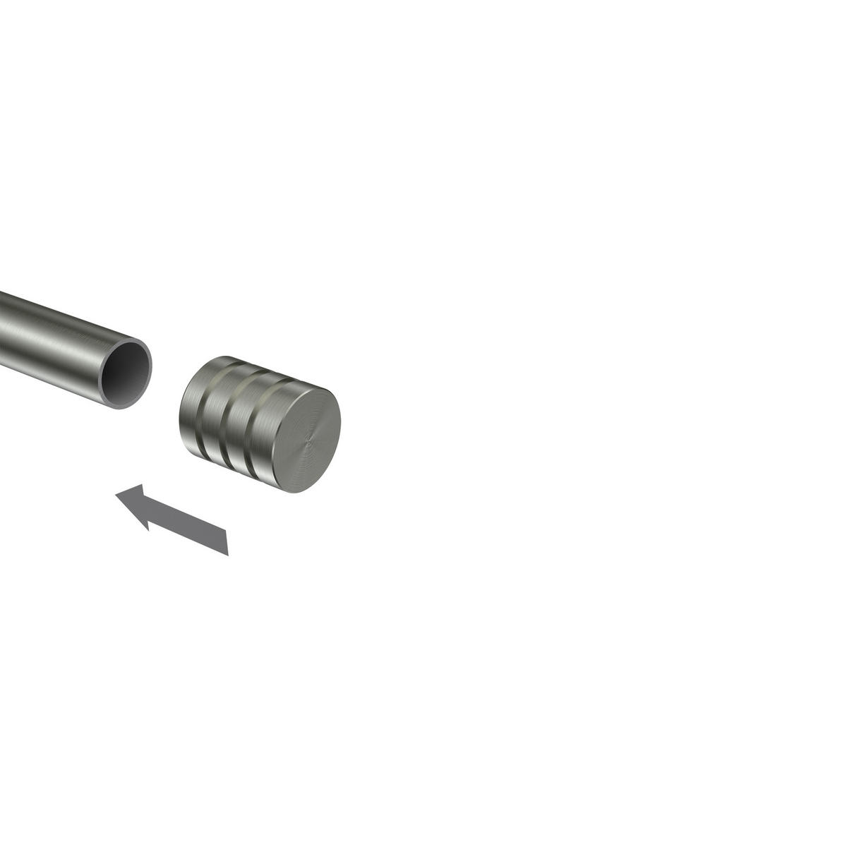 ENDSTÜCKE FÜR GARDINENSTANGEN 16 mm Ø, Selma Edelstahl, Packung 2 Stück - Edelstahlfarben, Metall (2.5/2.2/2.2cm) - INTERDECO