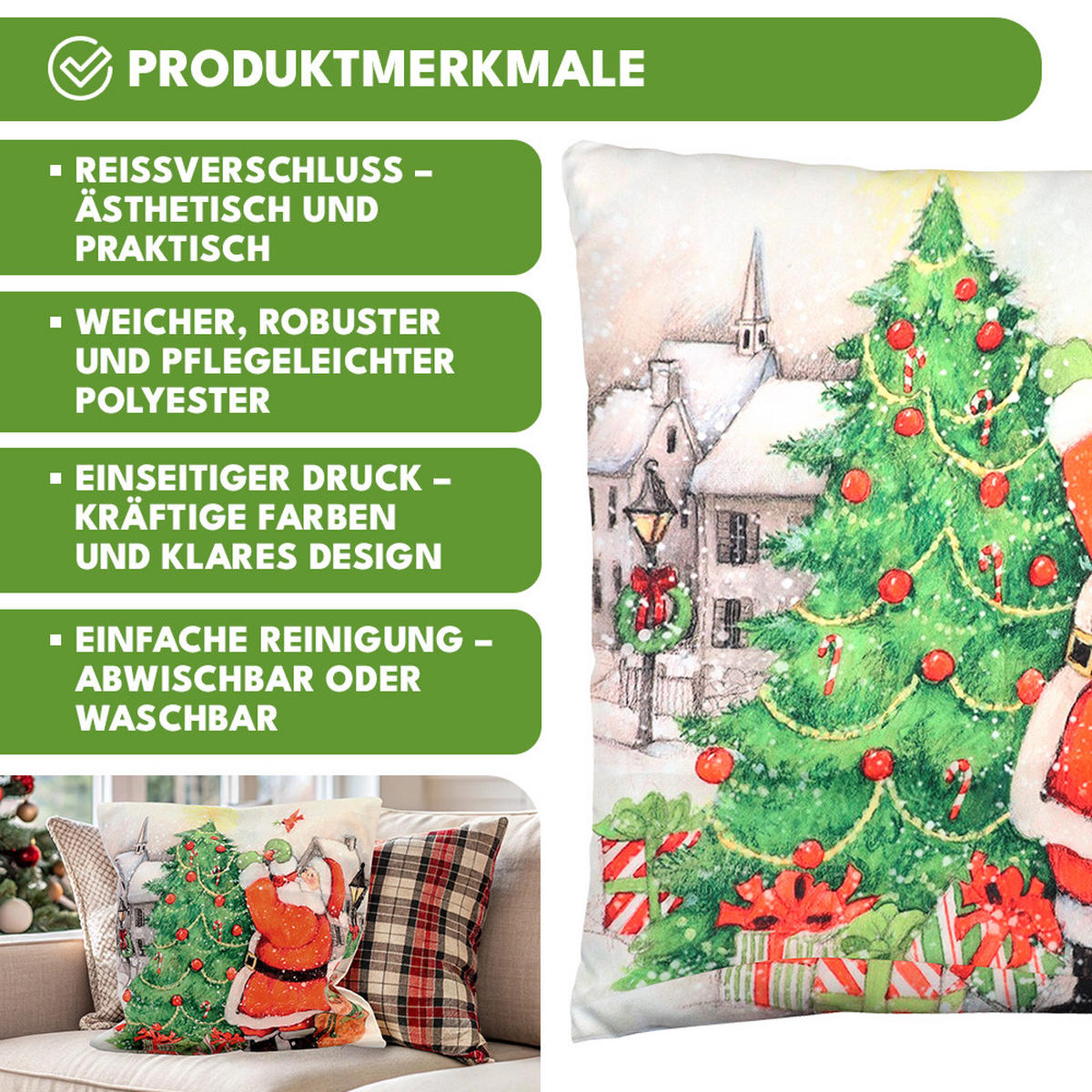 KISSENBEZUG Weihnachts Dekokissenbezug 44x44cm - Grau, Textil (45/45cm) - KRUMAD