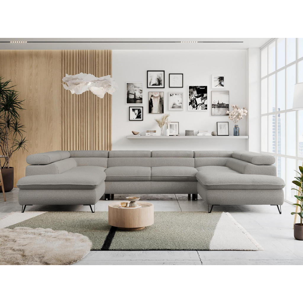 Thumbnail - MKS Wohnlandschaft, Hellgrau, Textil, 6-Sitzer, U-Form, 346x76x208 cm, Wohnzimmer, Sofas & Couches, Wohnlandschaften, Wo...
