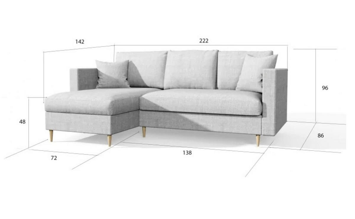 ECKSOFA MON, Grün, Veloursstoff, Ottomane Universal - Grün, Textil (222/142cm) - Sepro Meble