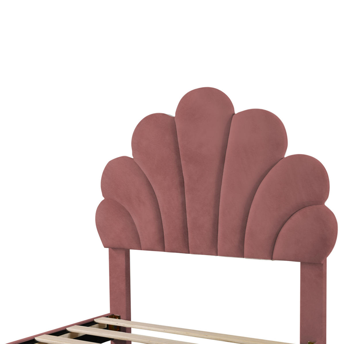 KINDEREINZELBETTEN aus Samt 90x200 cm in Rosa mit 2 Schubladen & Lattenrost - Dunkelrosa, Textil (90/200cm) - Modfu