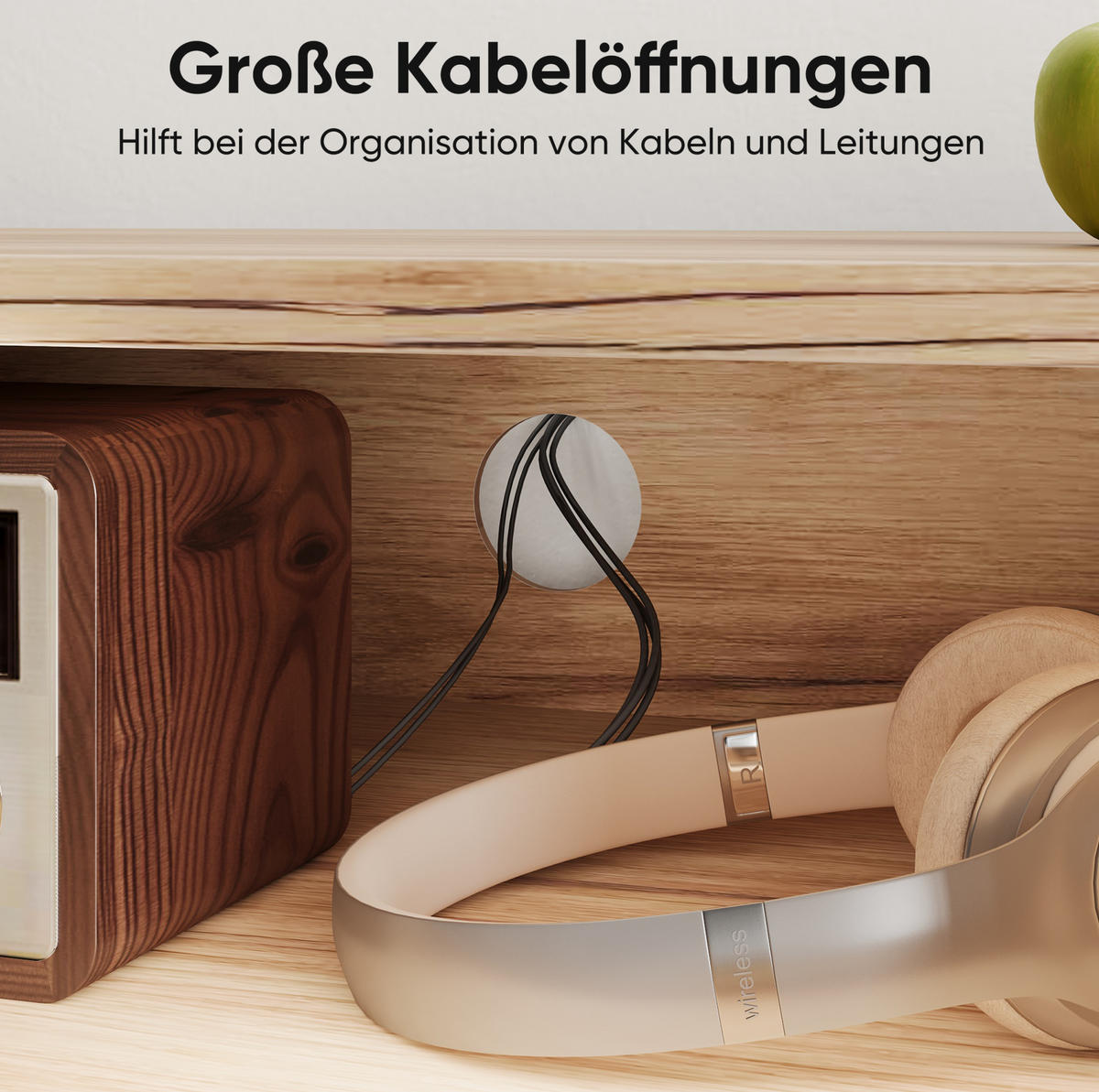 LOWBOARD 110/40/48 cm Eiche aus MDF mit Kabelmanagement - Braun, Holzwerkstoff (40/48/110cm) - OKMYHOME