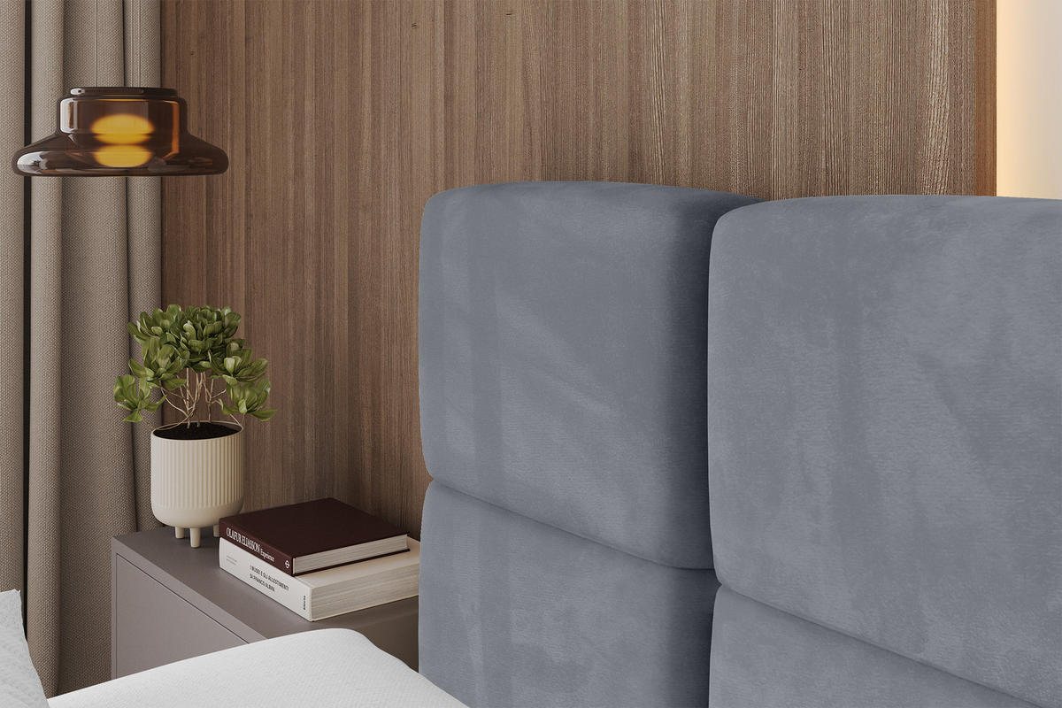 POLSTERBETT mit Bettkasten und Lattenrost, Bett mit Matratze H3/H4, Kopfteil, Boxbett, Doppelbett mit Stauraum - NATA 120x200 Grau - Grau, Holzwerkstoff/Textil (120/200cm) - ALTDECOR