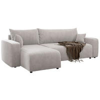ECKSOFA Pianoni Hellbeige Cordbezug - Ecru/Schwarz, Kunststoff/Textil (244/140cm) - Selsey
