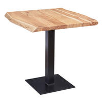 ESSTISCH – Massivholz quadratisch Baumkante Edelstahlfuß Unikat - Beige/Schwarz, Holz/Metall (75/80/75cm) - KADIMA DESIGN