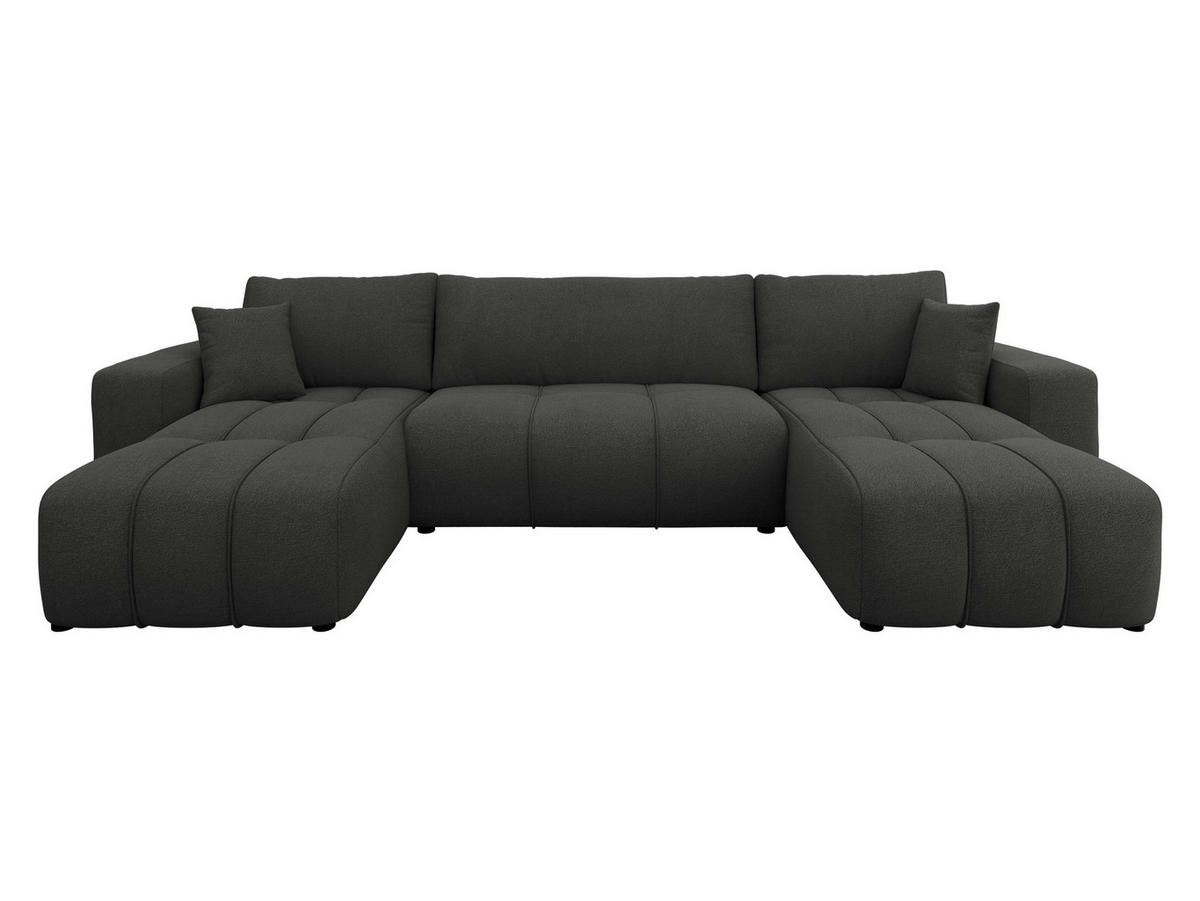 WOHNLANDSCHAFT Furyn U - Schwarz, Holz/Kunststoff (312/82/145cm) - MIRJAN24