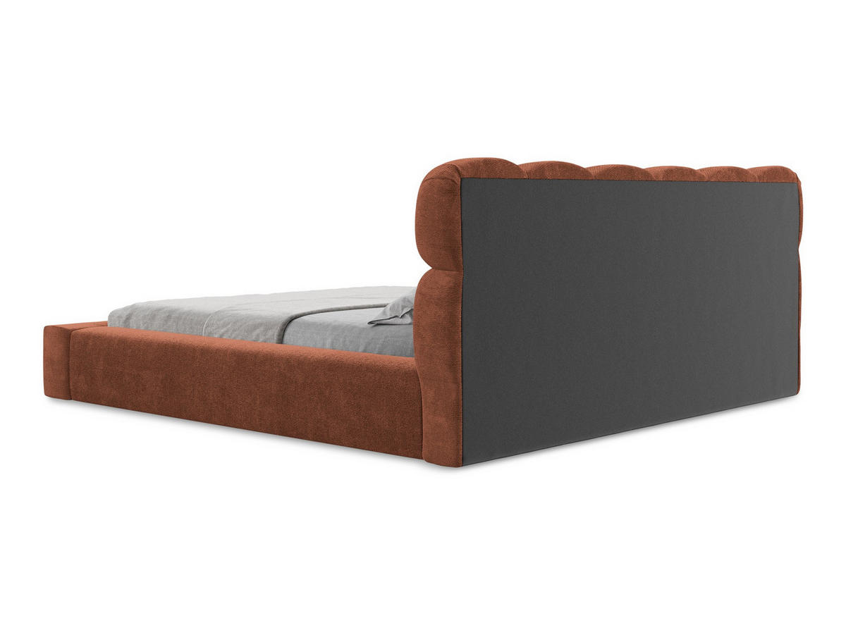 POLSTERBETT mit Bettkasten und Lattenrost 200x240 Orange - Terracotta/Schwarz, Kunststoff/Textil (160/200cm) - Makamii