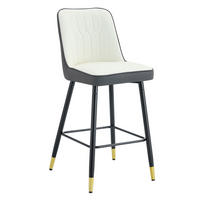 BARHOCKER 2er-Set 100 cm PU-Leder Weiß/Dunkelgrau Metallgestell - Dunkelgrau, Metall (45/100/42cm) - Meubliv