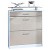 SCHUHSCHRANK Loret Front in Sandgrau Hochglanz - Sandfarben, Holzwerkstoff (89/104/23cm) - Vladon
