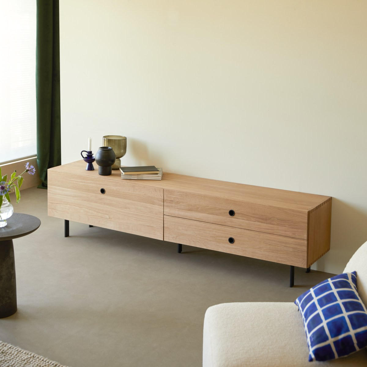 TV-SCHRANK Jeanne Natur aus Eiche - Naturfarben, Holz (200/50/40cm) - Tikamoon