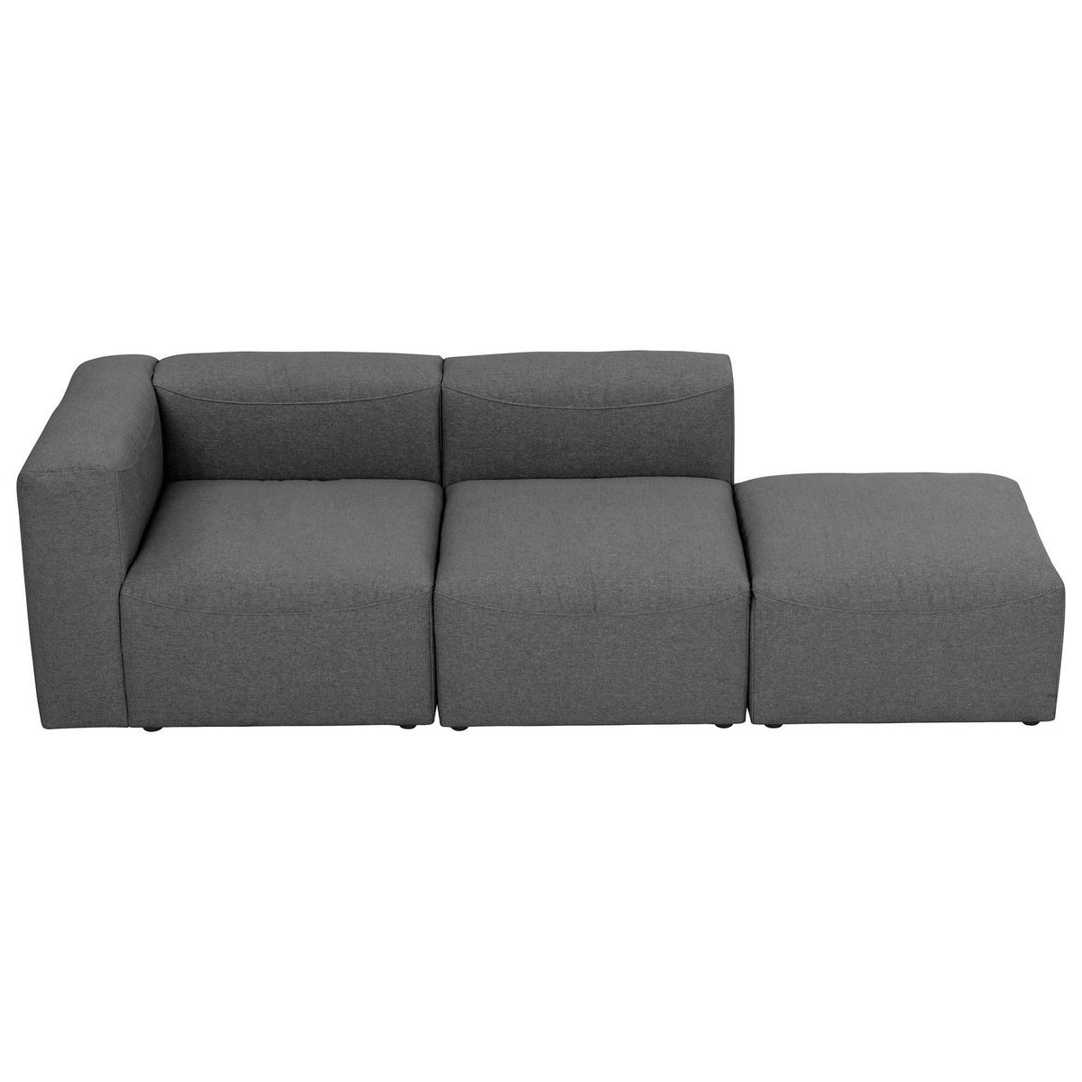 SOFA 2-Sitzer mit Hocker rechts Kattrina Flachgewebe anthrazit - Anthrazit, Kunststoff (100/73/250cm) - 58aufmkessel