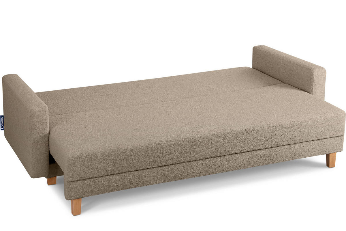 3-SITZER-SCHLAFSOFA ERISO mit weiche Sitzfläche und hohe Rückenlehne, Bouclé-Stoff, braun - Braun, Textil (220/80/100cm) - KONSIMO®
