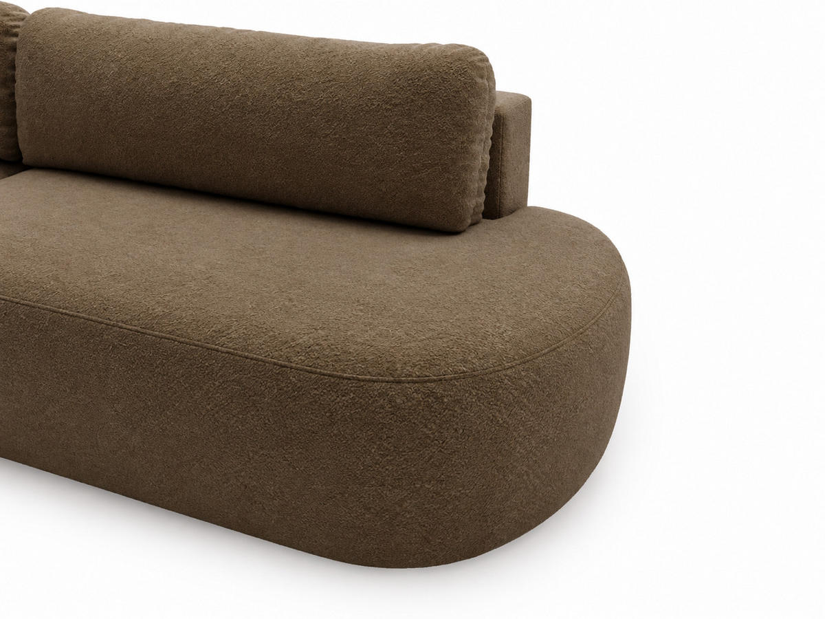 ECKSOFA Aurio O Bouclé-Stoff Braun Links - Braun, Holz/Textil (271/177cm) - Graingold