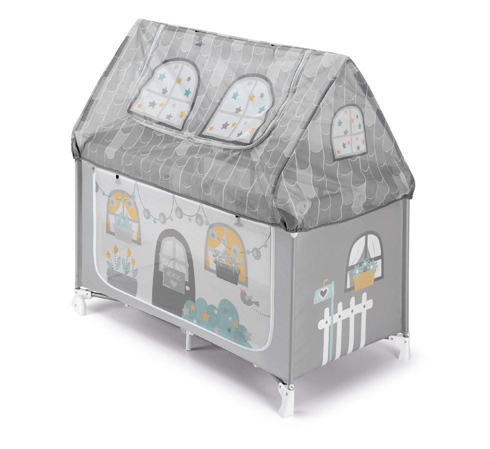 REISEBETT und Spielhaus Daily Dolci Sogni - Grau, Kunststoff/Textil (205/215cm) - Cam il Mondo del Bambino S.p.A.