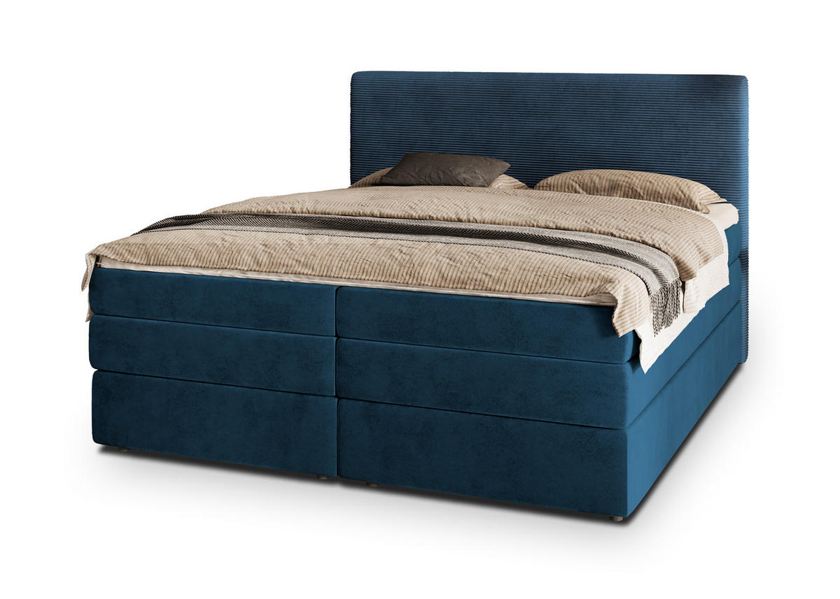 POSTEL BOXSPRING MATERN 160x200 cm, s matrací a úložným prostorem, modrá - modrá, kompozitní dřevo/textil (160/200cm) - MASSENO