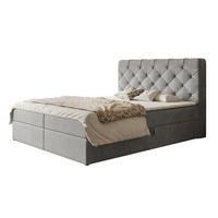 BOXBETT BOSTON mit 2 Bettkästen, 160x200, Farbe: Grau, Velourstoff, Doppelbett mit Bonell-Matratze - Grau, Holz/Kunststoff (160/200cm) - Alpi-Möbel
