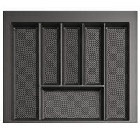 BESTECKEINSATZ kürzbar, Breite 49-55cm, Schublade 60cm, Tiefe 42-49cm - Anthrazit, Kunststoff (55/5.5/49cm)