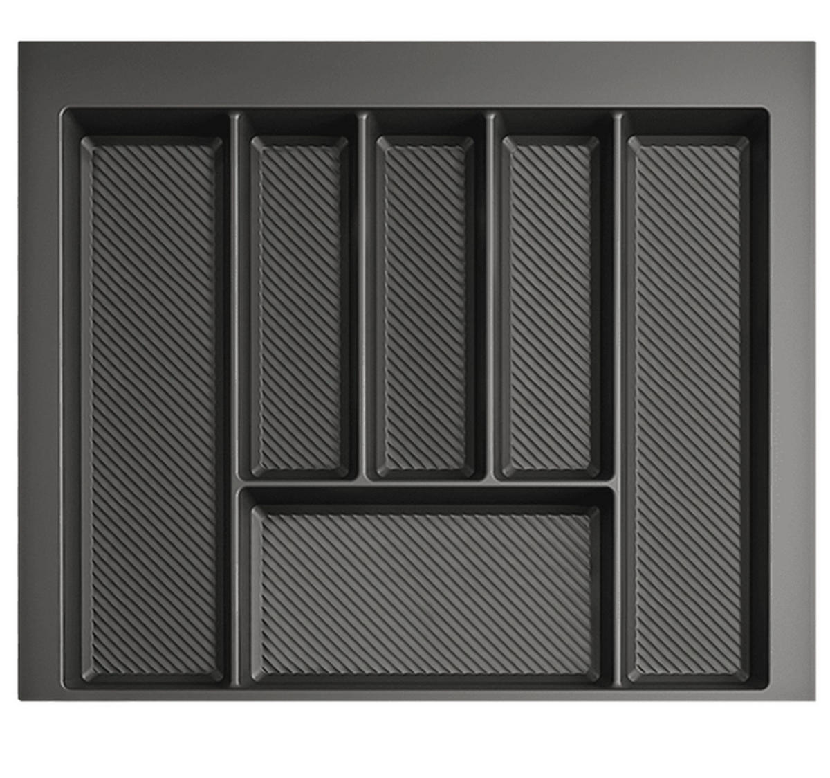 BESTECKEINSATZ kürzbar, Breite 49-55cm, Schublade 60cm, Tiefe 42-49cm - Anthrazit, Kunststoff (55/5.5/49cm)