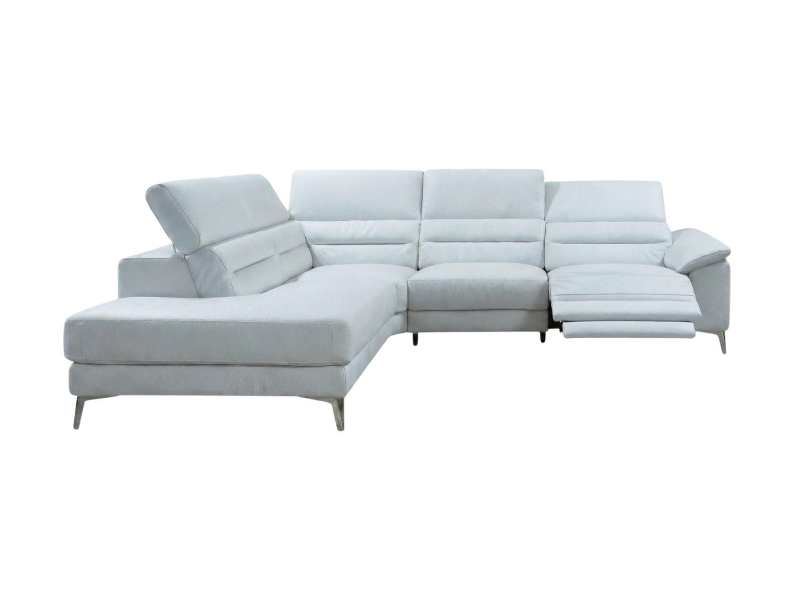 ECKSOFA Tucano Echtleder mit 1 x Relaxfunktion Weiß - Weiß, Leder/Metall (232/258cm)