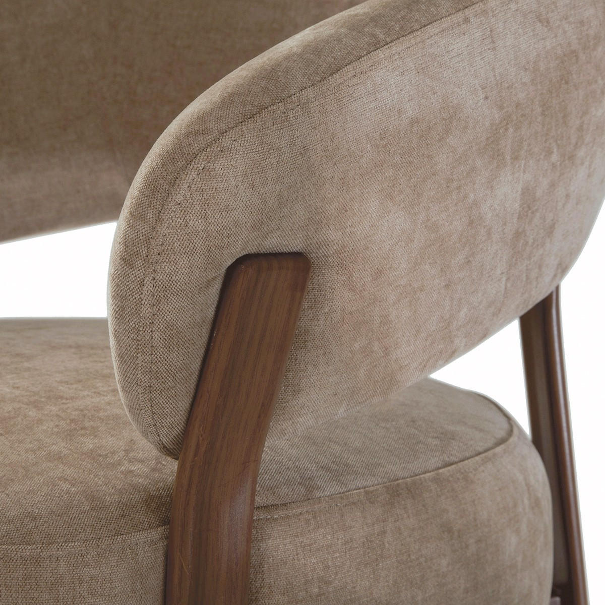 SESSEL aus beigem Stoff mit Metallbeinen in Nussbaumoptik 72/76/78 cm - Beige, Textil (72/76/78cm) - Calicosy