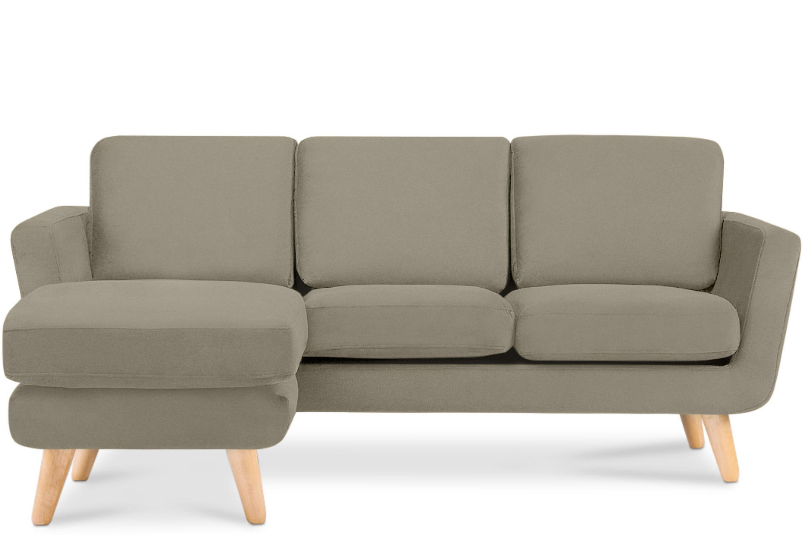 3-SITZER-ECKSOFA-LINKS TAGIO mit Ottomane , Beige - Beige/Braun, Buchenholz/Textil (190/151cm) - KONSIMO®
