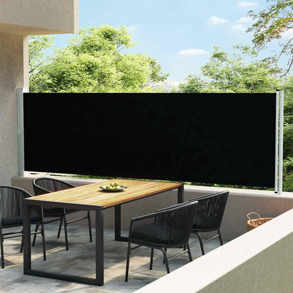 AUSZIEHBARE Seitenmarkise 140x600 cm Schwarz - Schwarz, Textil (140/140/600cm) - furnicato
