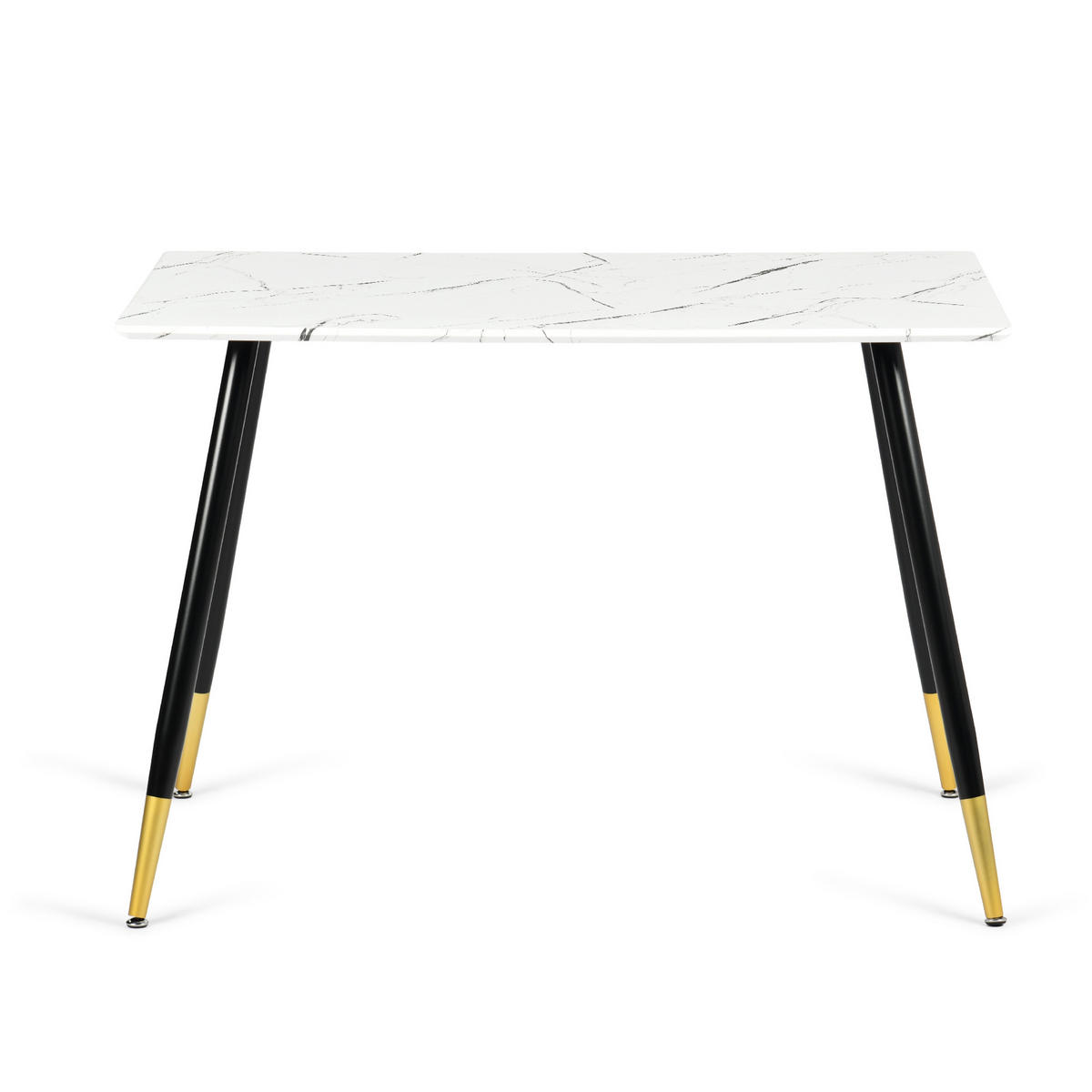 ESSTISCH 110/70/75 cm Rechteckige weiße Marmoroptik - Schwarz/Weiß, Holz/Metall (70/110/75cm) - Urban Meuble