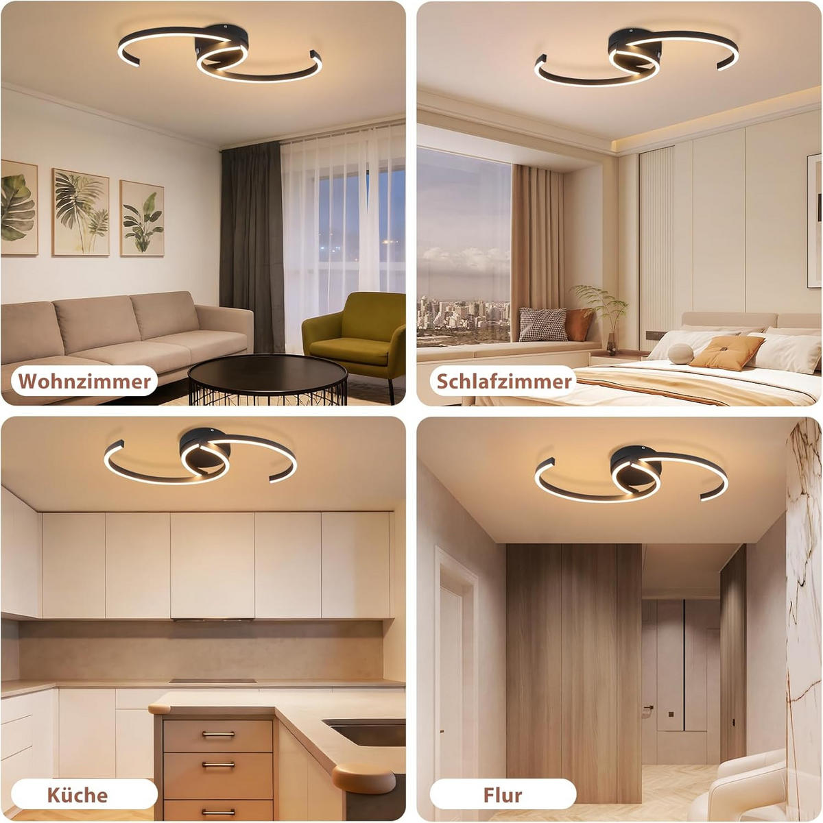 LED DECKENLEUCHTE Hornwall 61.6/7.0/23.0 cm - Schwarz, Metall (38/23/7cm) - ZMH
