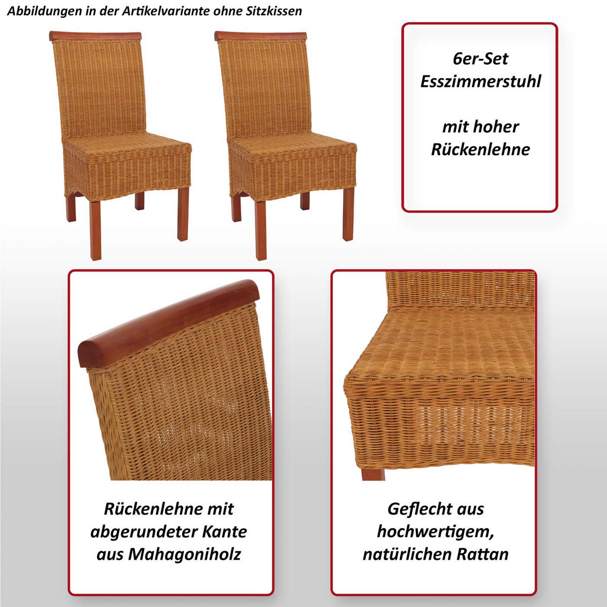 ESSZIMMERSTUHL Braun 6er-Set - Braun, Holz (46/96/42cm) - MCW