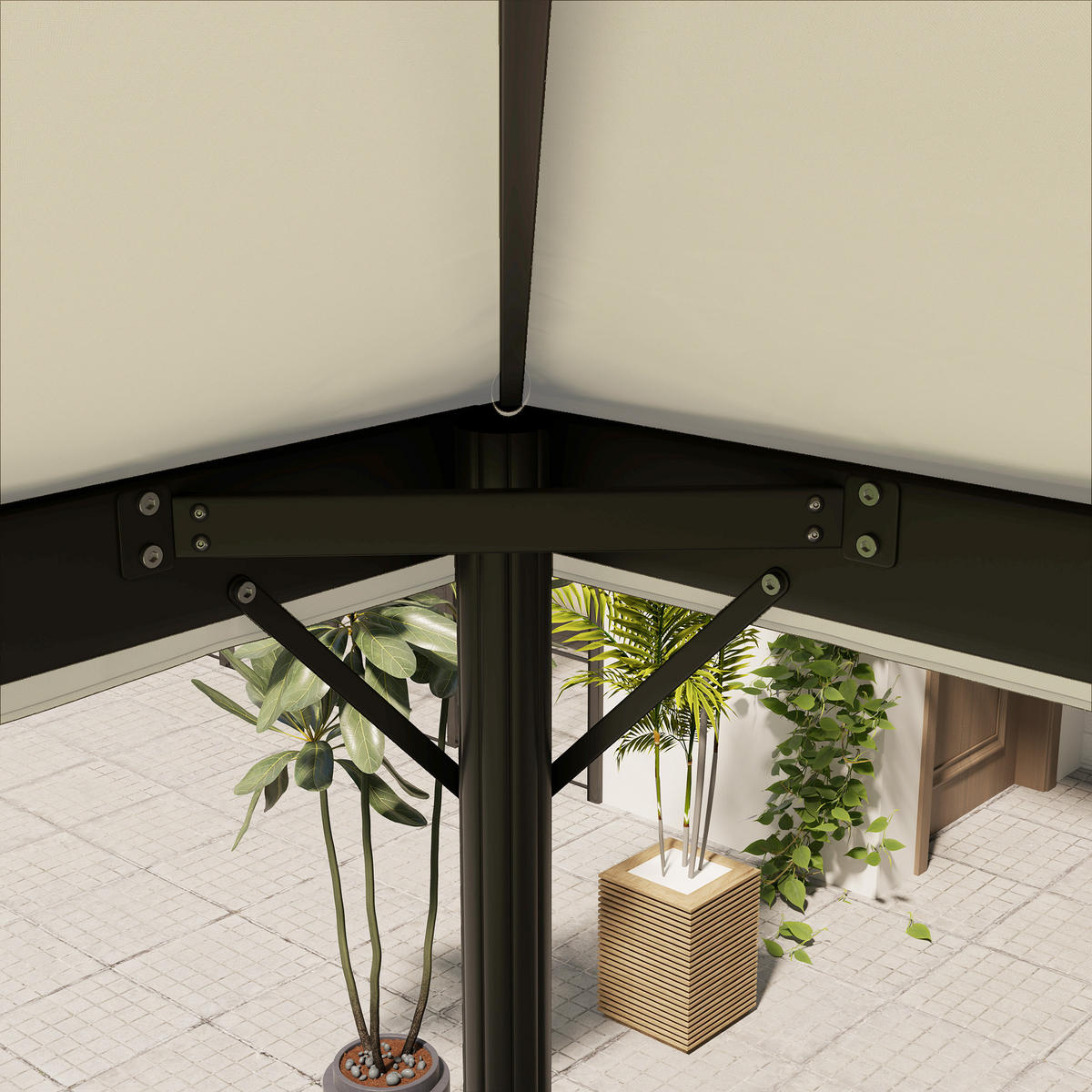 ERSATZDACH, 600D Oxford-Stoff, Cremeweiß - Creme, Kunststoff (300/100/400cm) - Outsunny