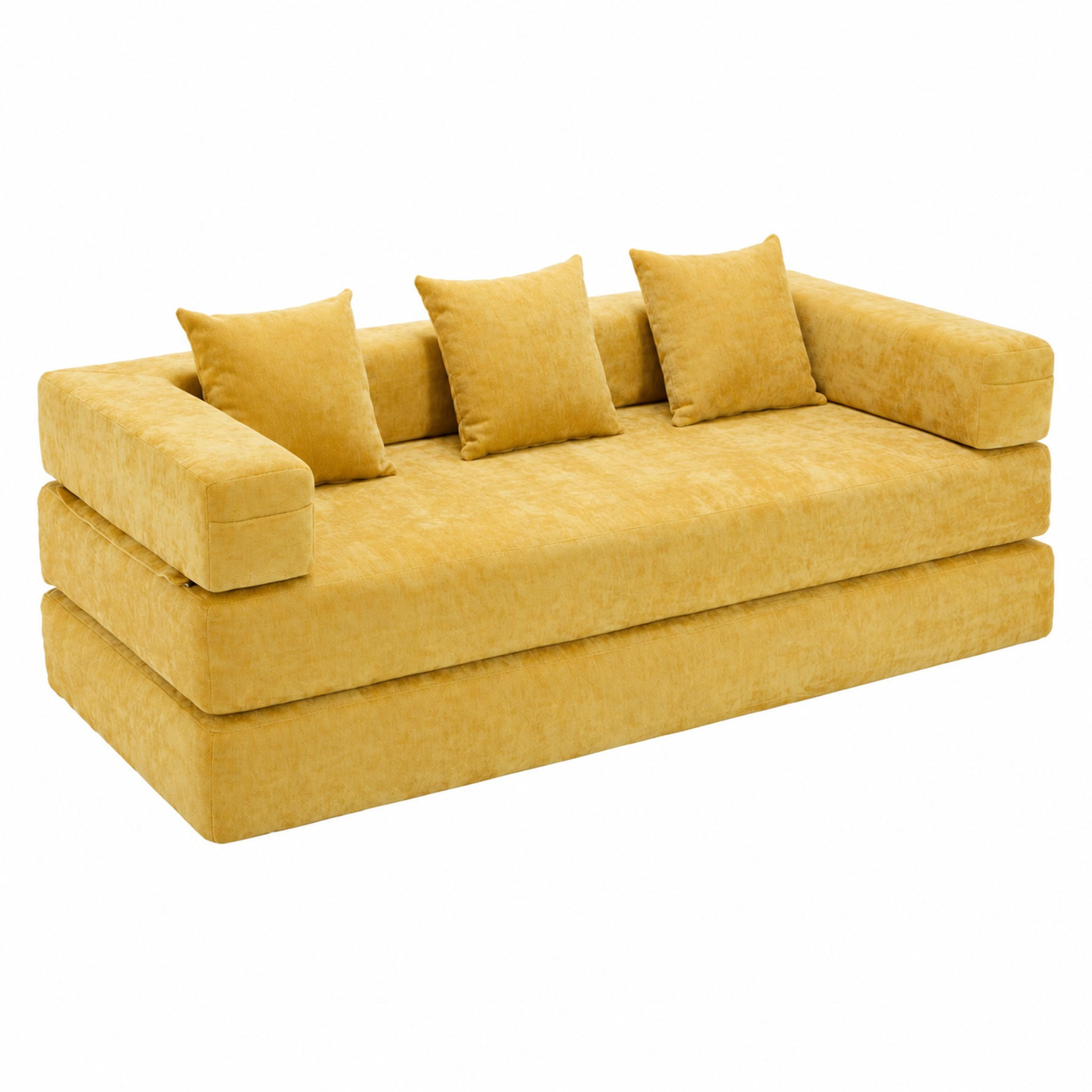 SOFA-BLOCK modular 198 x 79 x 60 cm Chenille Mustard Yellow - Gelb, Kunststoff (31.1/23.62/77.95cm) - Meubliv