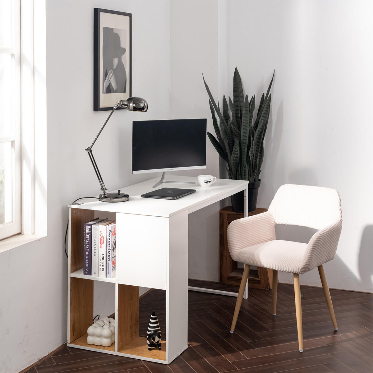 ARMLEHNSTUHL-SET 4 Stück in Eisen Cord - Beige, Metall (56/78/56cm) - Meubles Cosy