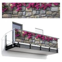 BALKON-SICHTSCHUTZ Bougainvillea - Steinmauer - Rosa - Magenta, Kunststoff (300/85cm) - MuchoWow
