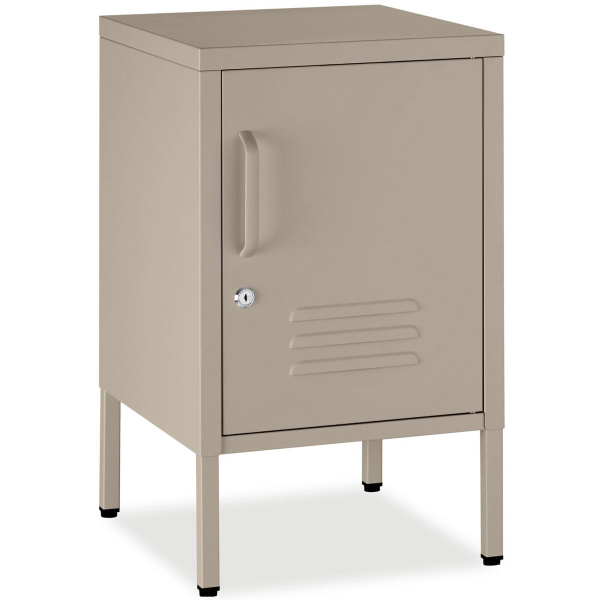 NACHTSCHRANK Baker, Kippschutz, höhenverstellbare Füße, taupe - Taupe, Metall (35/60.5/42.5cm) - tectake