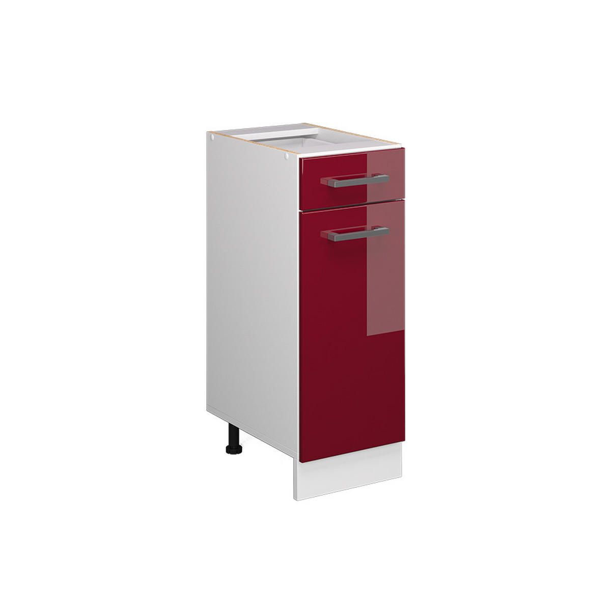 UNTERSCHRANK R-Line Bordeaux Hochglanz 30 cm mit Schublade, ohne AP - Bordeaux/Weiß, Holzwerkstoff (30/81.6/46cm) - Vicco