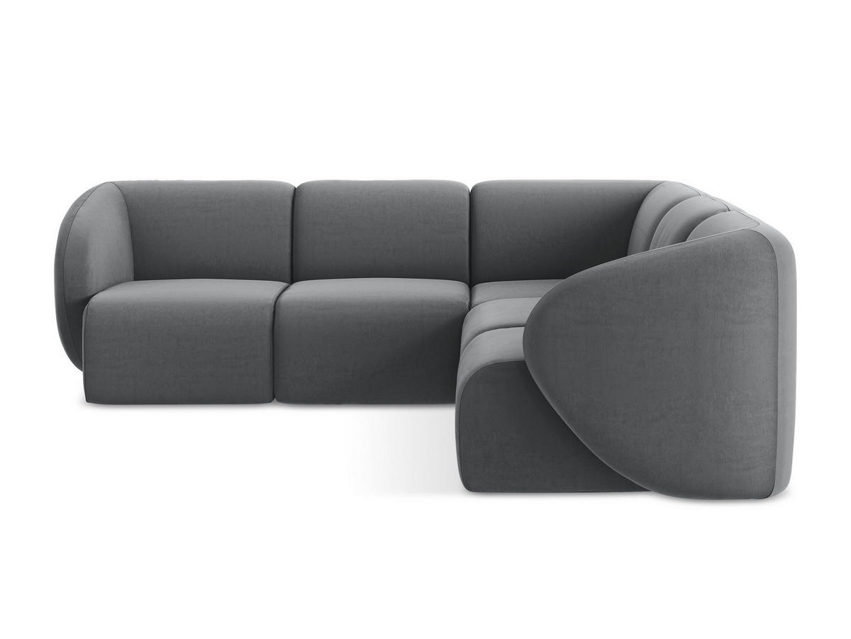 ECKSOFA Samt Stoff Grau - Edelstahlfarben/Schwarz, Holzwerkstoff/Kunststoff (251/251cm) - Makamii