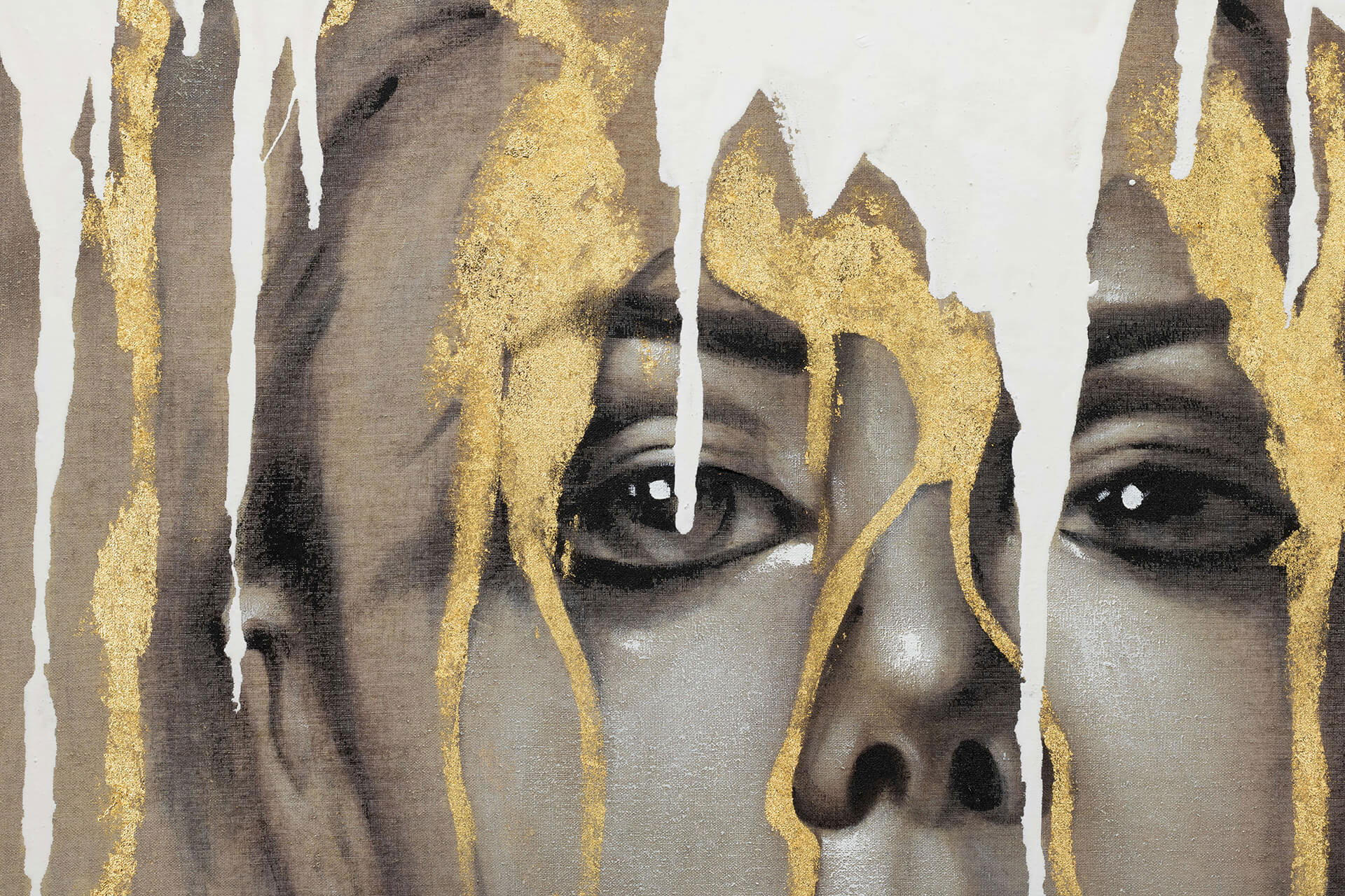 ACRYLBILD HANDGEMALT 80/80 cm - Taupe/Weiß, Holz/Textil (1.5/80cm) - KUNSTLOFT