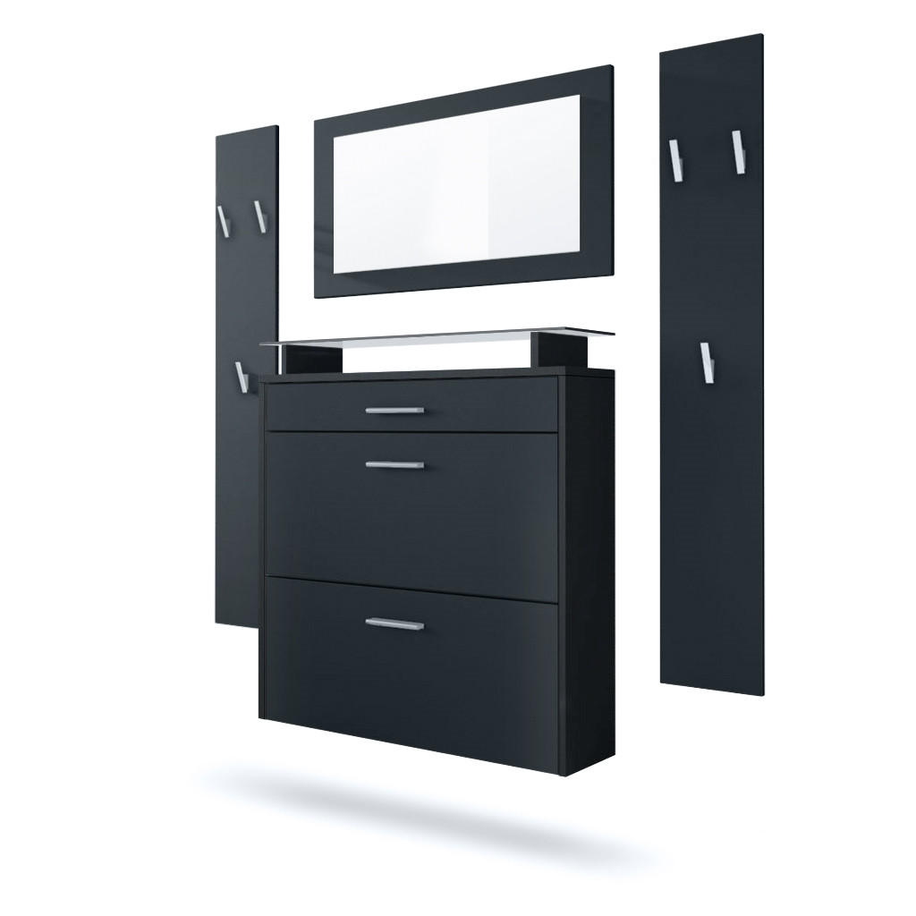 Vladon Garderobe Schwarz 180x180x23 cm