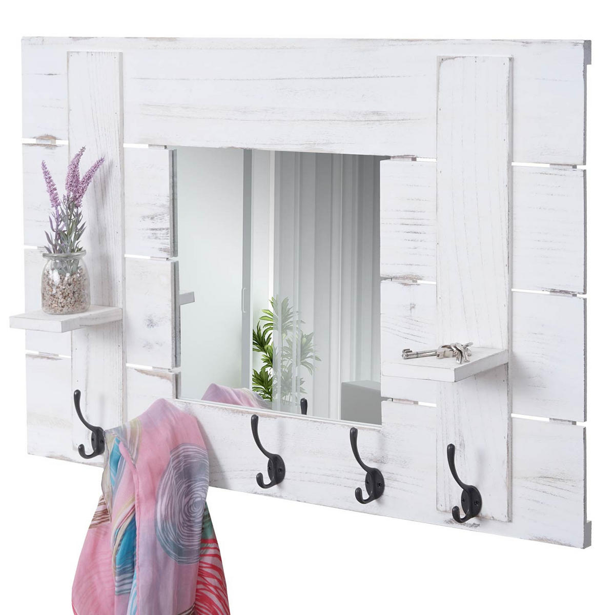 WANDGARDEROBE MIT SPIEGEL Weiß - Weiß, Holz (90/60/14cm) - MCW