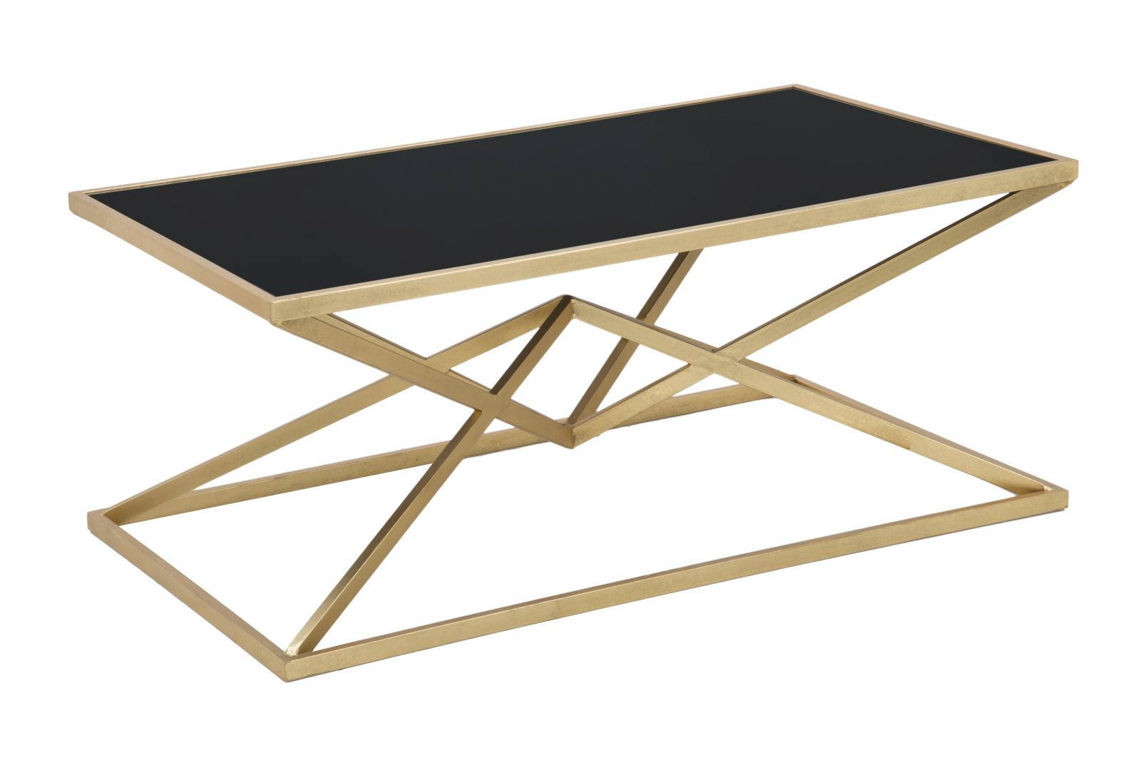 Mauro Ferretti Couchtisch Gold, Schwarz 110x45x60 cm