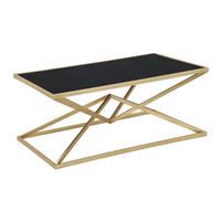 COUCHTISCH Piramid, goldfarben und schwarz, Eisen und Glas, 110 x 60 x 45 cm - Goldfarben/Schwarz, Glas/Metall (60/110/45cm) - Mauro Ferretti