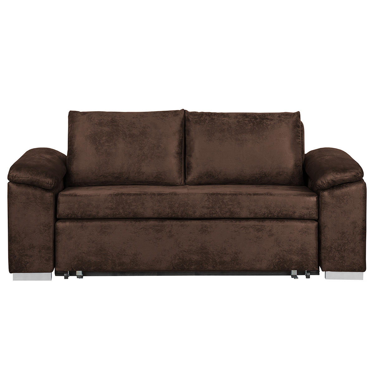 SCHLAFSOFA mit schräger Armlehne - Dunkelbraun, Textil (170/90/90cm) - home24