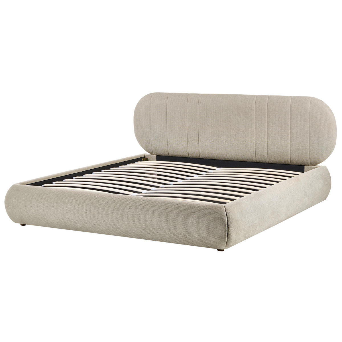 BETT mit Stauraum 180/200 cm Stoff Taupe Campan - Taupe, Textil (180/200cm) - Beliani