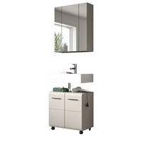 BADMÖBEL-SET Kaschmir 60 cm 2-teilig, Waschbeckenunterschrank auf Rollen - Kaschmir/Schwarz, Glas/Holzwerkstoff (60/185/30cm) - Inn.Furn