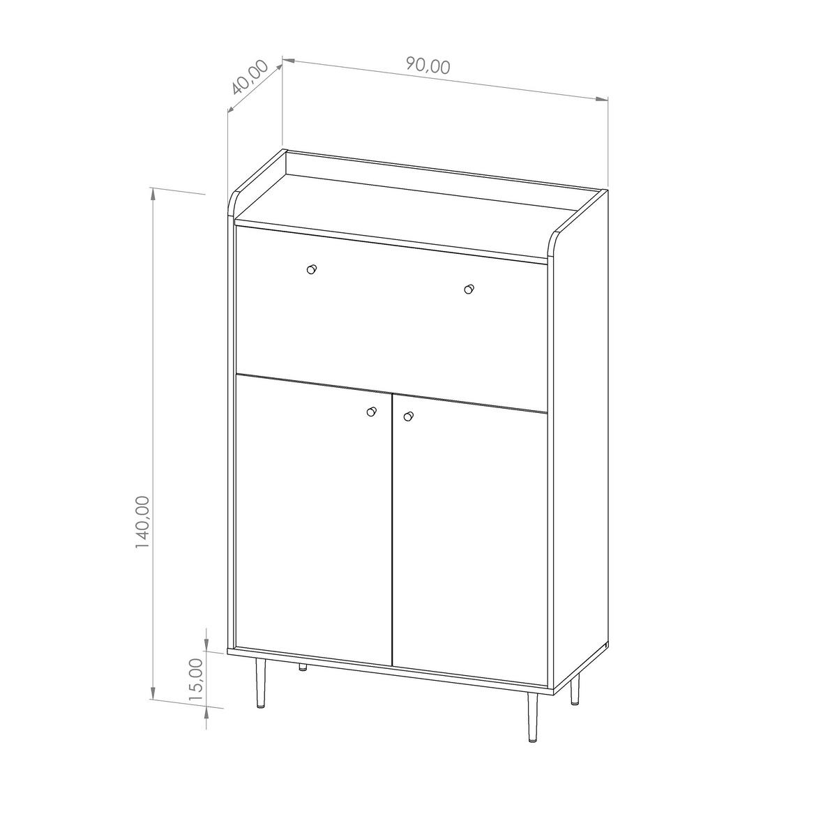 KOMMODE Vasilia mit 3 Türen, Brandy Castello - Eichefarben, Holzwerkstoff (90/140/40cm) - Beautysofa