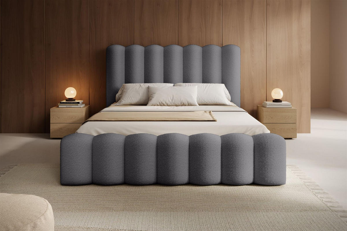POLSTERBETT Macon Stoff Euphoria - Grau, Holzwerkstoff/Textil (140/200cm) - Fun Möbel