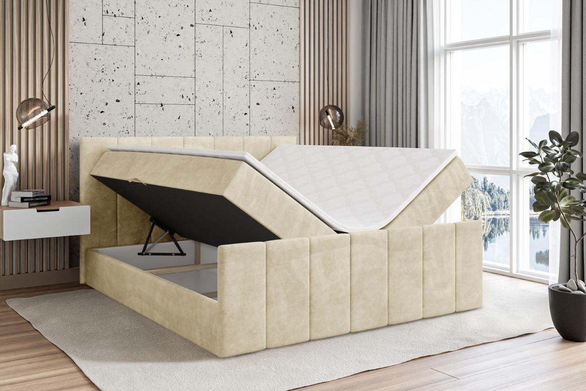 BOXBETT MOETI-Z - 160x200 cm - H4 - Beige - Beige, Holzwerkstoff (160/200cm) - ALTDECOR