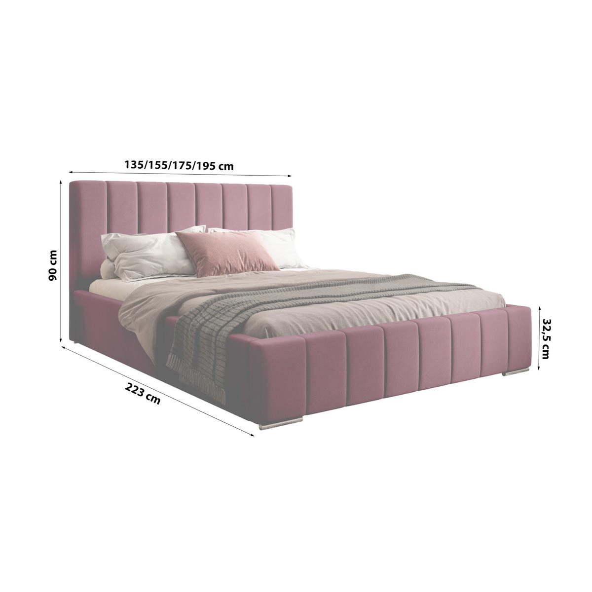 POSTERBETT Doppelbett Belten Burgunderrot 120x200 cm - Bordeaux, Textil (120/200cm) - Meblito